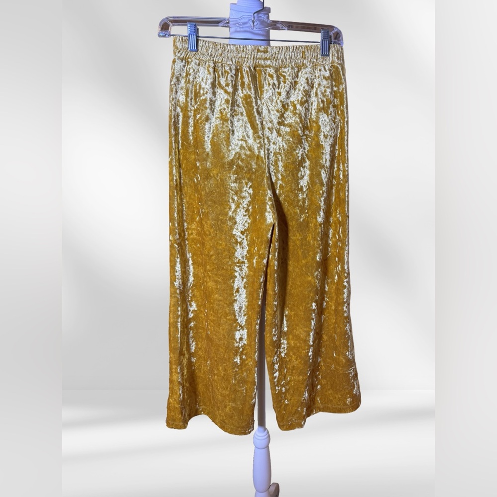 Cat & Jack Crushed Velvet Wide-Leg Pants in Mustard Gold